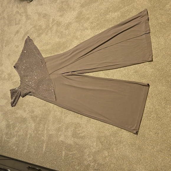 R & M Richards Pants - R & M Richards Jumpsuit with Sequined Draped Shoulders Lavender Size 6